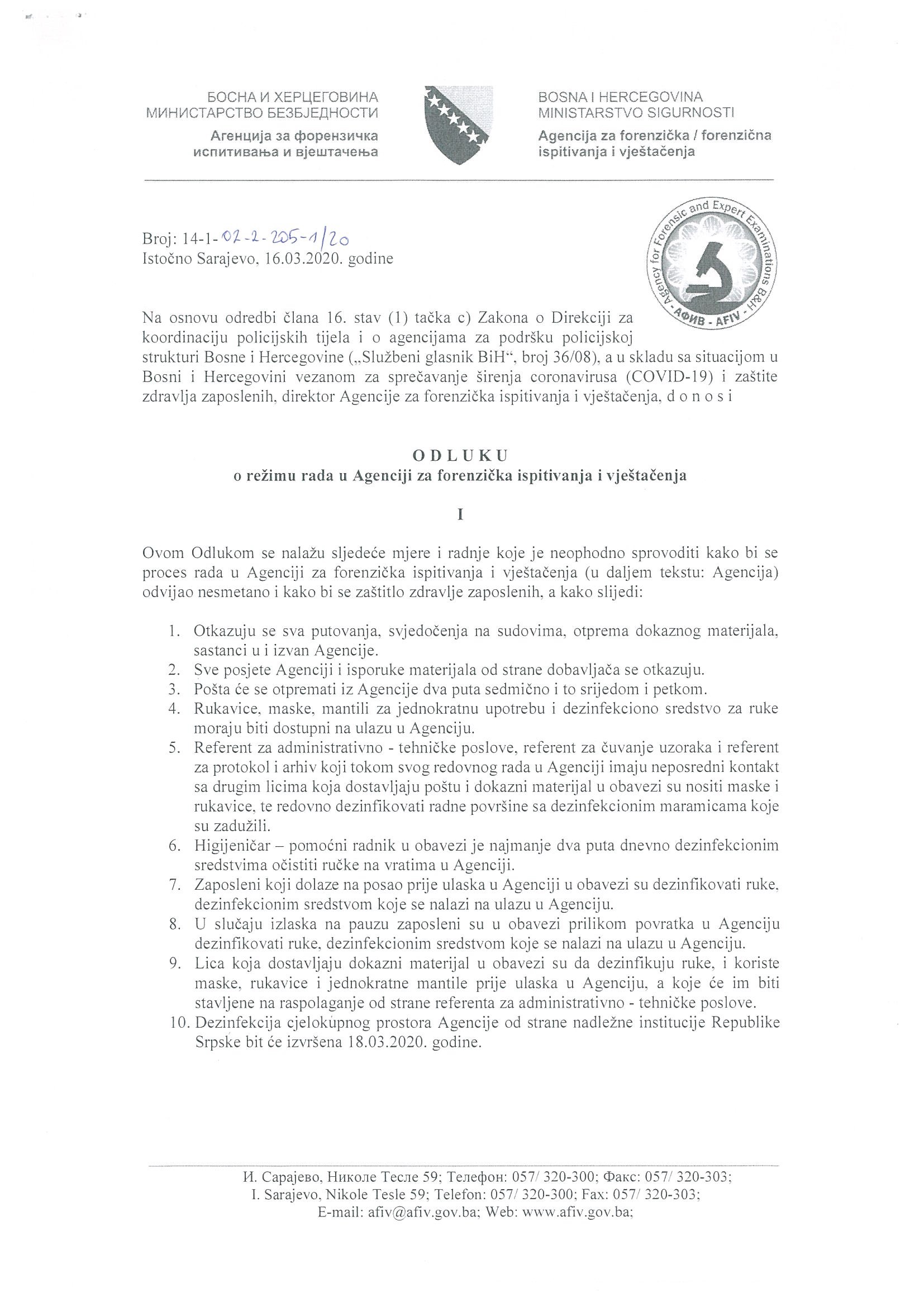 Odluka o rezimu rada